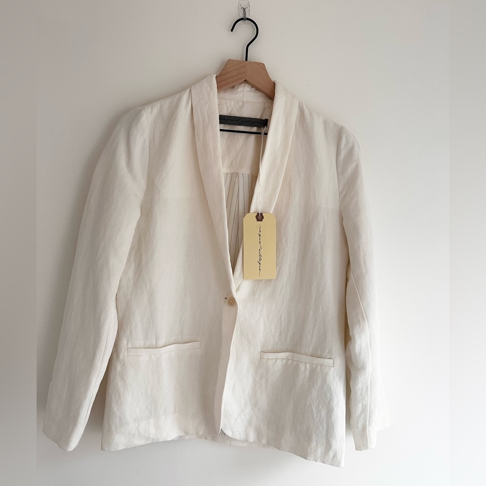 Raquel Allegra Silk/Linen Cream Blazer